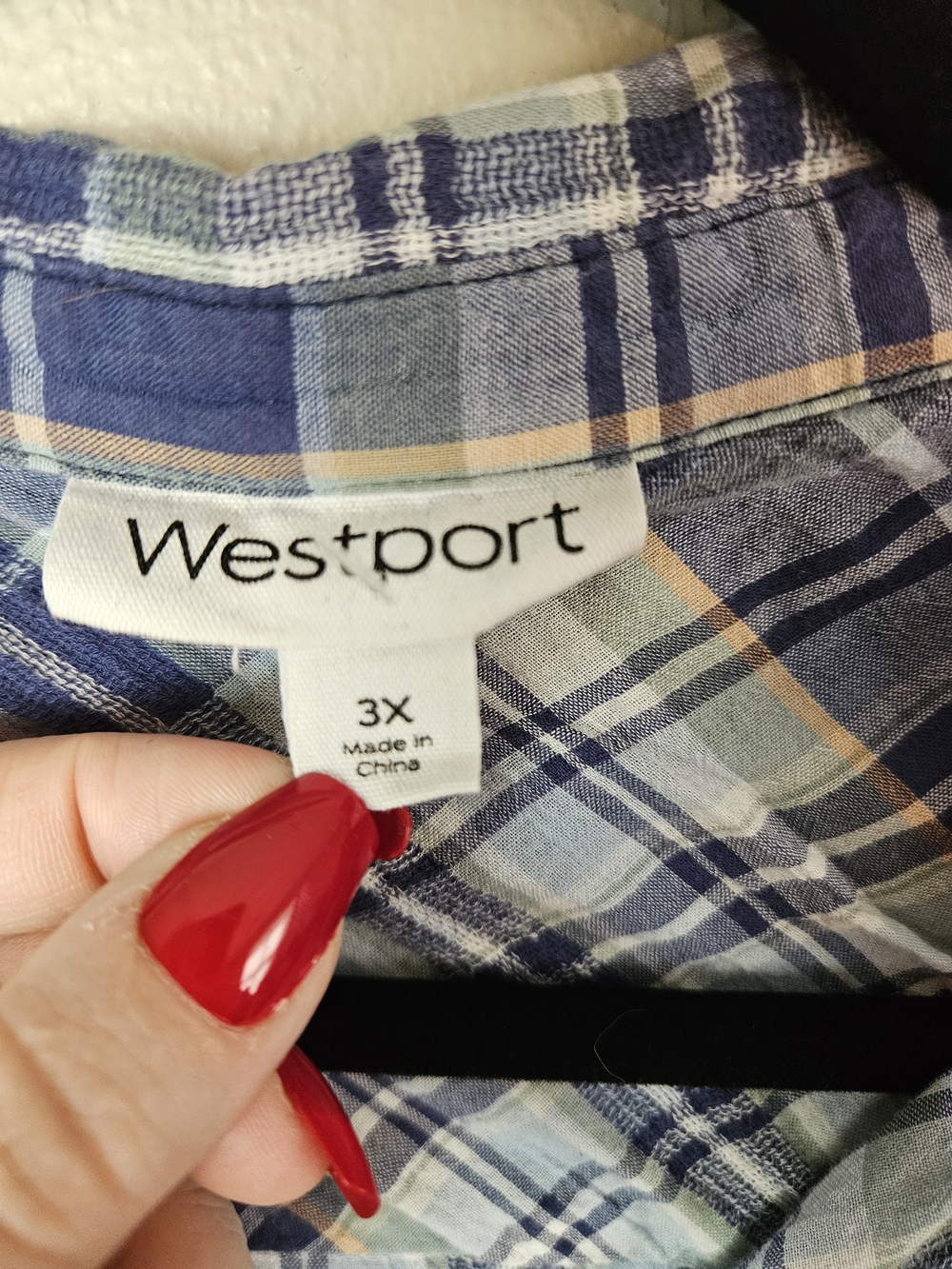Westport Blue and White Plaid Button-Down Shirt - Picture 2 of 3